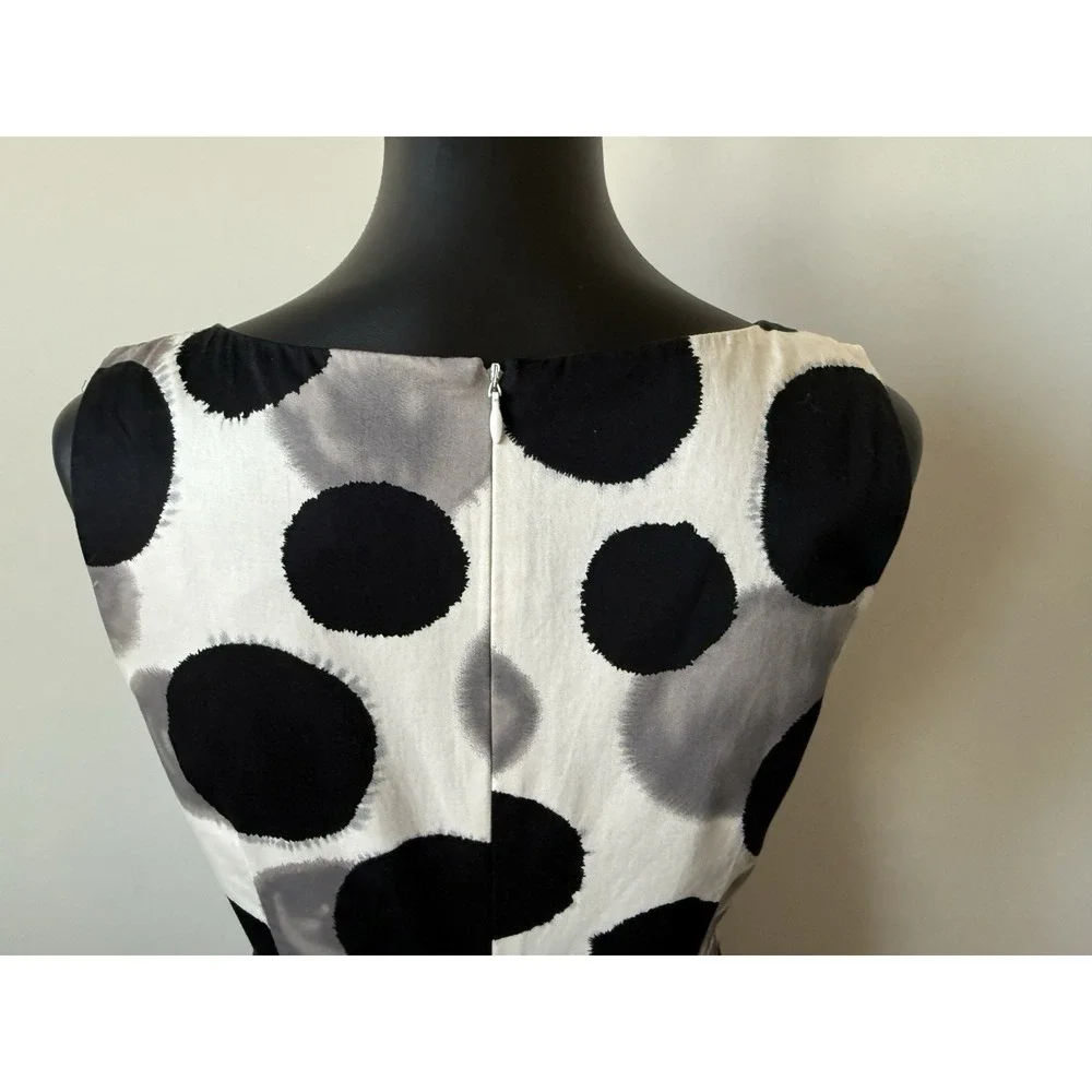 Ann Taylor Women's 4 Polka Dot Bold Mod Sleeveless Sheath Dress Black White NWOT - Picture 8 of 13